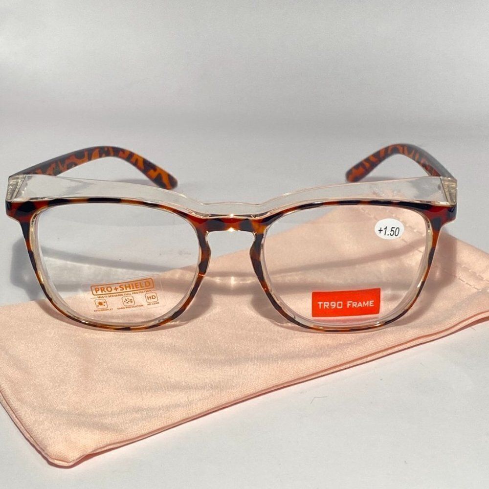 Pro + Shield Full Protection Magnification Glasses 1.50 TR90 Frames NWT